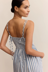 Light Gray Nadine Striped Midi Dress Midi Dress