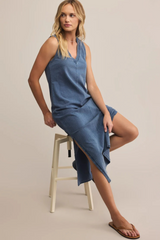 Gray Coastline Jersey Denim Dress Midi Dress
