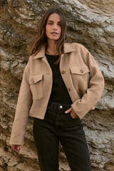 Dark Olive Green Oxford Boucle Jacket Jacket