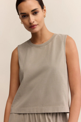 Tan Sloane Cotton Jersey Muscle Tank Top