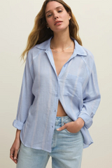 Antique White The Perfect Linen Stripe Top Shirts & Tops