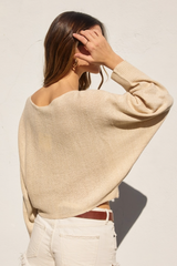 Wheat Aspen Batwing Cropped Top Top