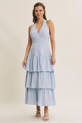 Light Gray Endless Ruffle Tiered Maxi Dress Maxi Dress