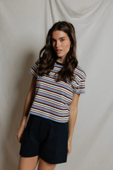 Gray Dawn Cotton Jersey Ringer Stripe Tee T Shirt