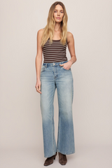 Light Gray The Stunner Mid Rise Wide Leg Jeans
