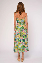 Light Gray Tilda Maxi Dress in Giverny Garden Print Maxi Dress