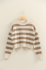 Light Gray Camp Striped Sweater Sweater