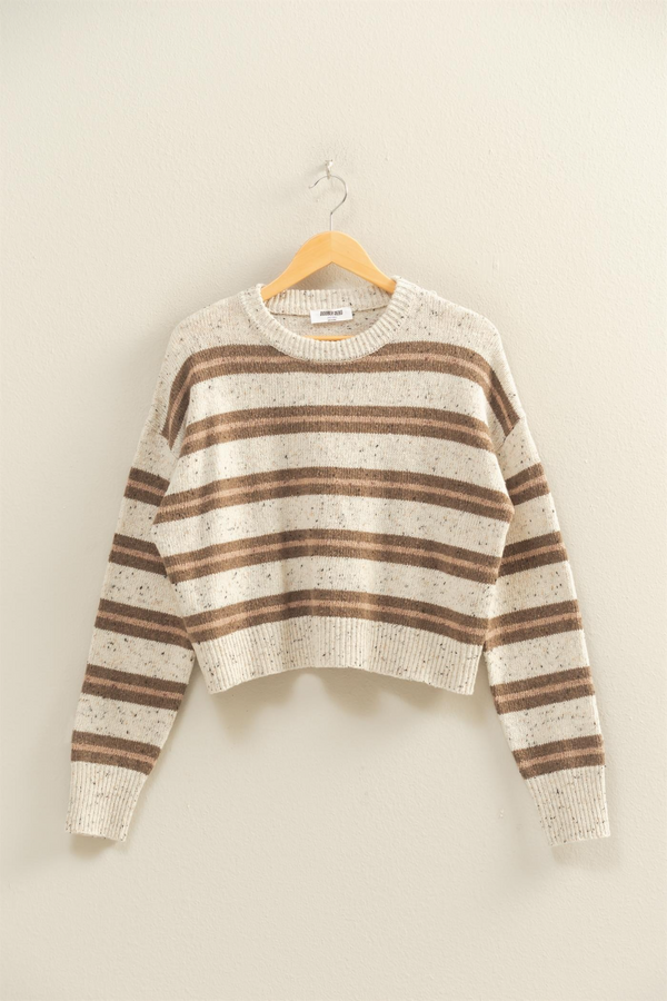 Light Gray Camp Striped Sweater Sweater