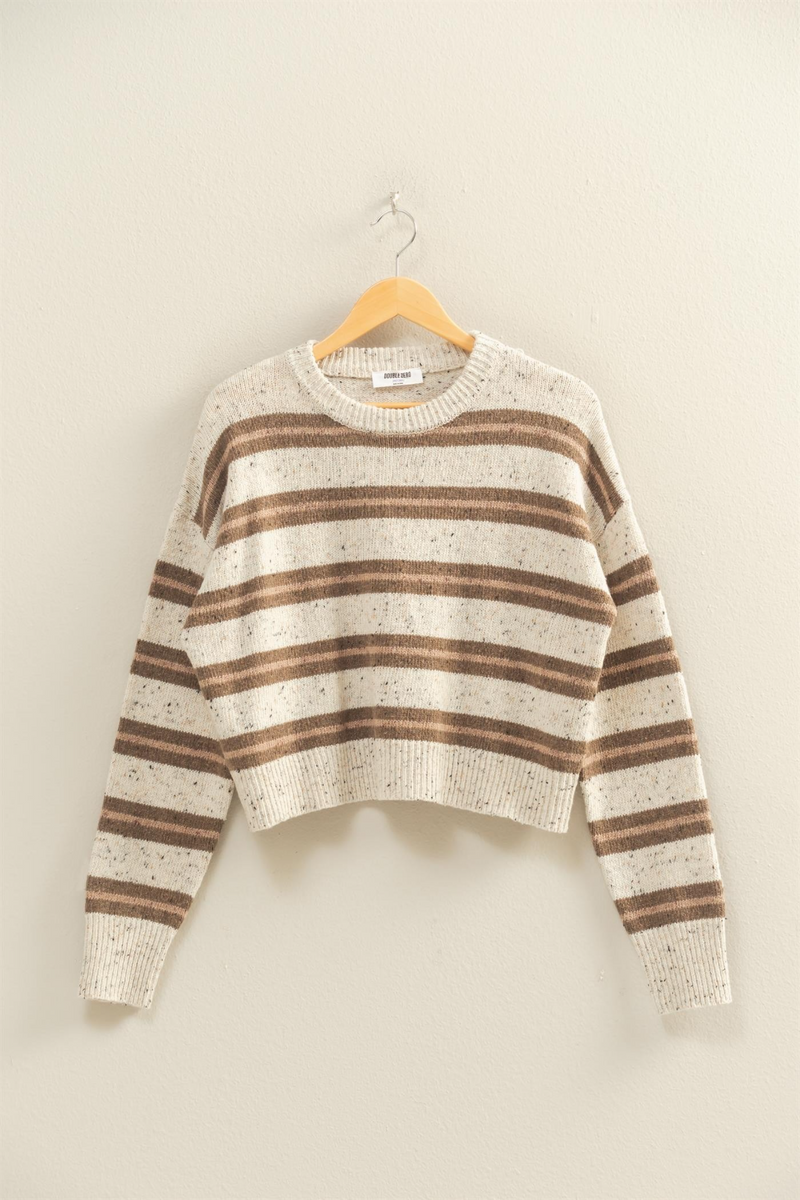 Light Gray Camp Striped Sweater Sweater