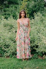 Dark Olive Green Fiorella Maxi Dress in Milla Floral Print Maxi Dress