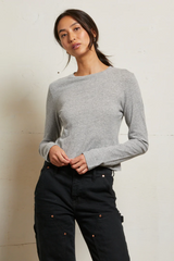 Gray Jamie Long Sleeve Crew Shirt