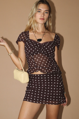 Rosy Brown Spotty Sheer Mini Skirt Mini Skirt