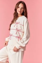 Light Pink Peppermint Twist Bow Sweatshirt Sweatshirt