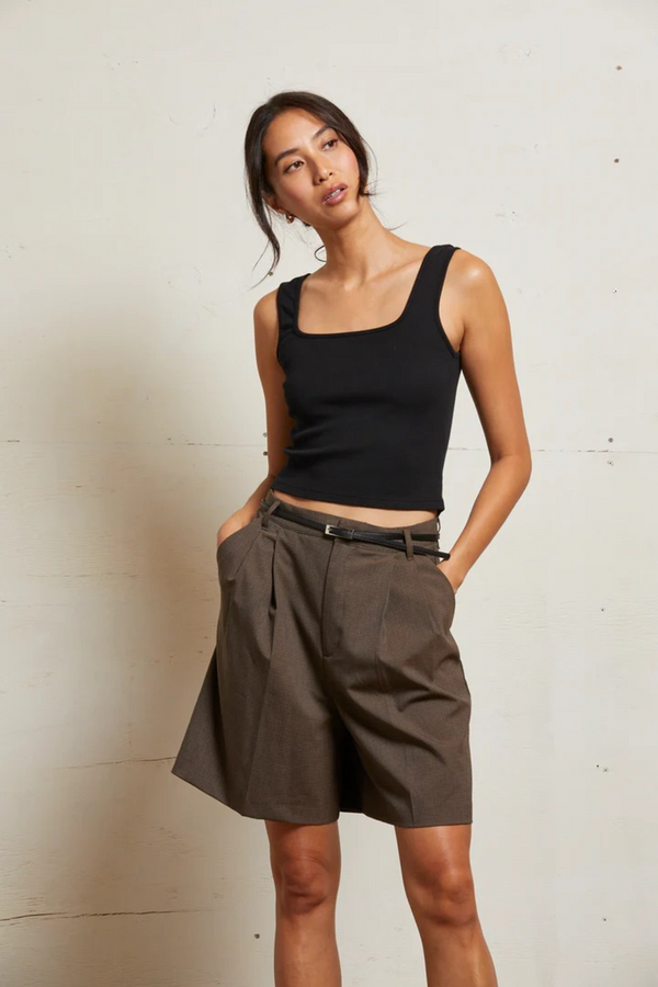 Light Gray Kaitlyn Lux Rib Binded Tank Tank