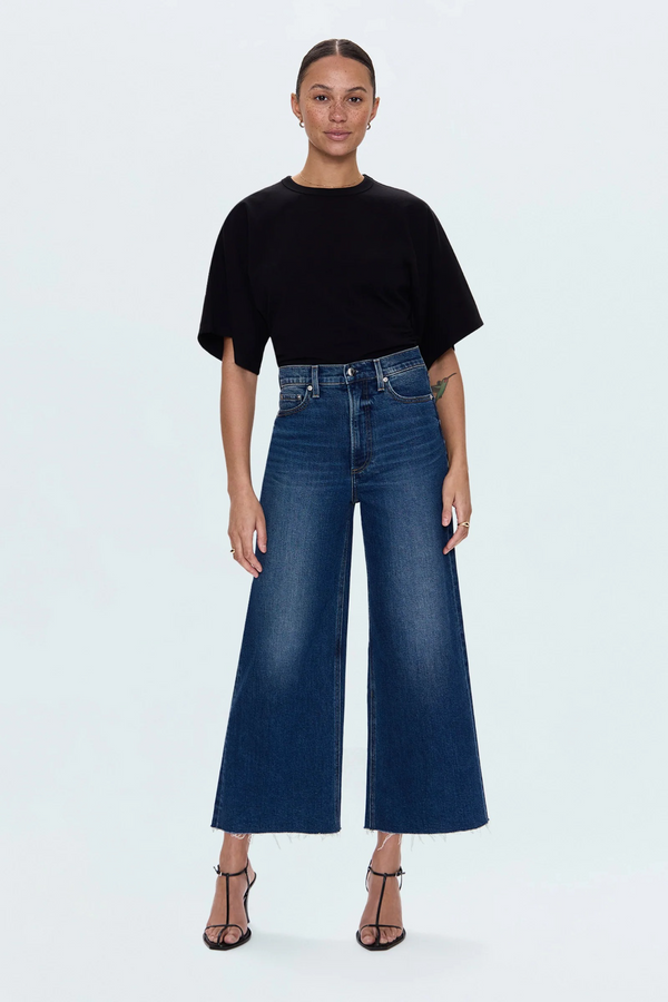 Dark Slate Gray Lana Crop High Rise Ultra Wide Leg Jean | Broadway Jeans