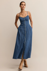 Gray Angel Eyes Denim Midi Dress Midi Dress