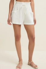 Antique White Emory Airy Gauze Short Shorts