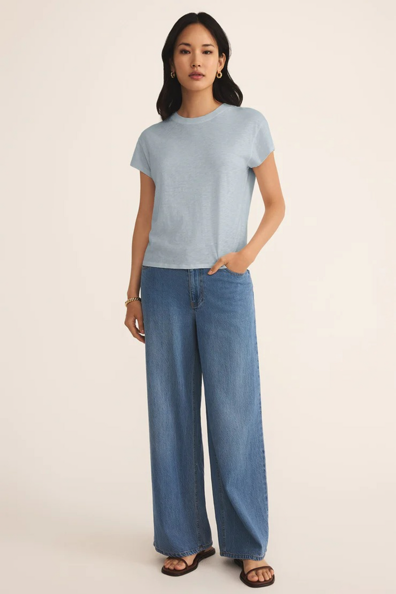 Antique White Modern Slub Tee Shirts & Tops