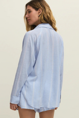 Light Steel Blue The Perfect Linen Stripe Top Shirts & Tops