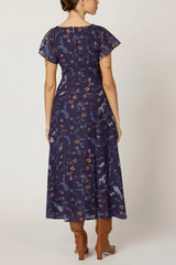 Light Gray Victoria Midi Dress in Viviana Print Midi Dress