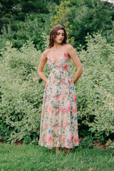 Dark Olive Green Fiorella Maxi Dress in Milla Floral Print Maxi Dress