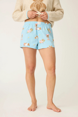 Antique White Beary Cute Bear Print Flannel Shorts Pajama Shorts