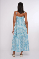 Light Gray Mara Maxi Dress in Kate Border Print Maxi Dress