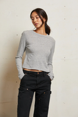 Light Gray Jamie Long Sleeve Crew Shirt