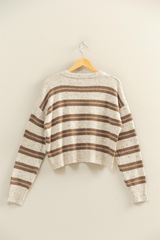 Light Gray Camp Striped Sweater Sweater