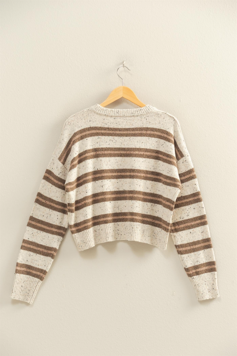 Light Gray Camp Striped Sweater Sweater
