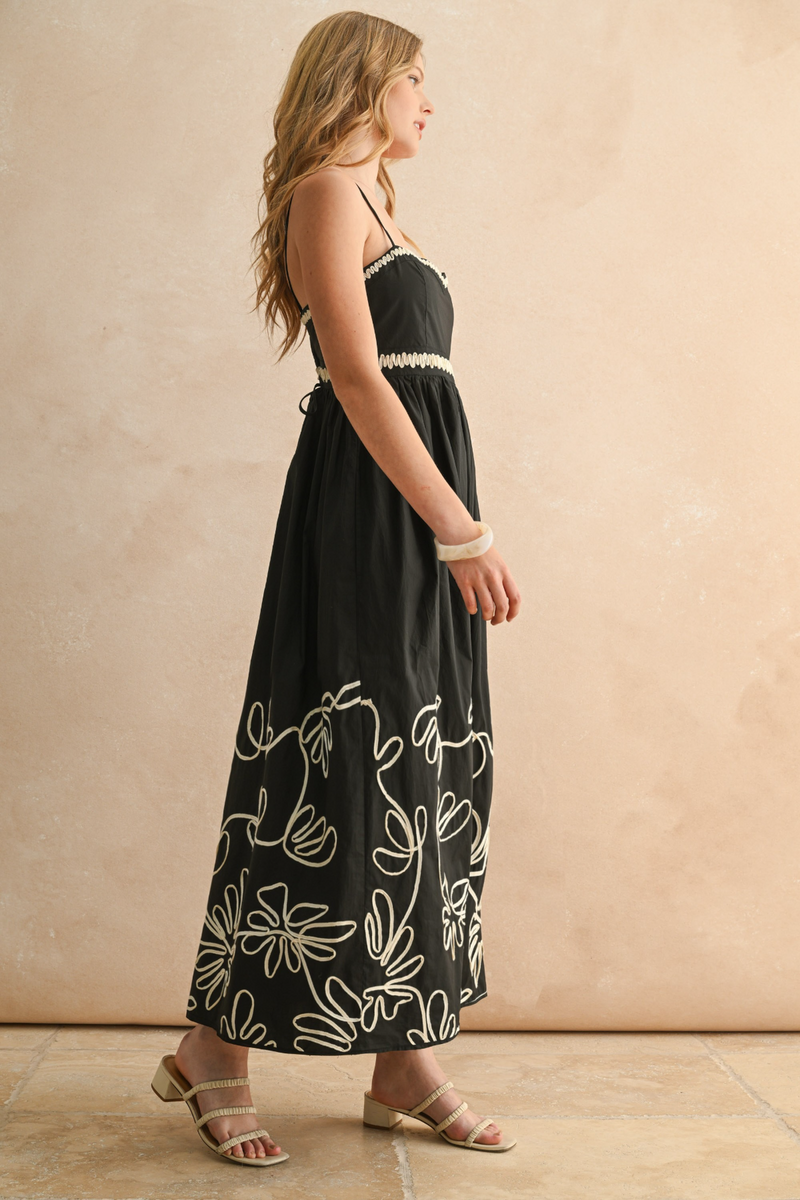 Tan Moran Embroidery Midi Dress Midi Dress