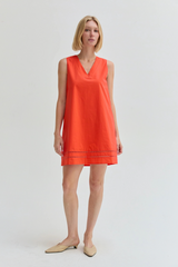 Light Gray Reese Lattice Trim Poplin Mini Dress Mini Dress