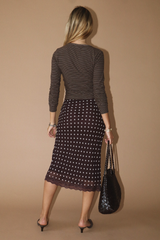 Rosy Brown Playful Dots Lace Midi Skirt Midi Skirt