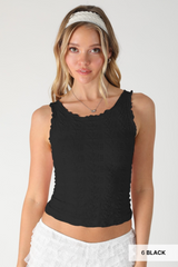 Dark Slate Gray Vera Floral Edge Top Top
