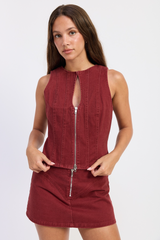 Lavender Zip Code Sleeveless Top Top