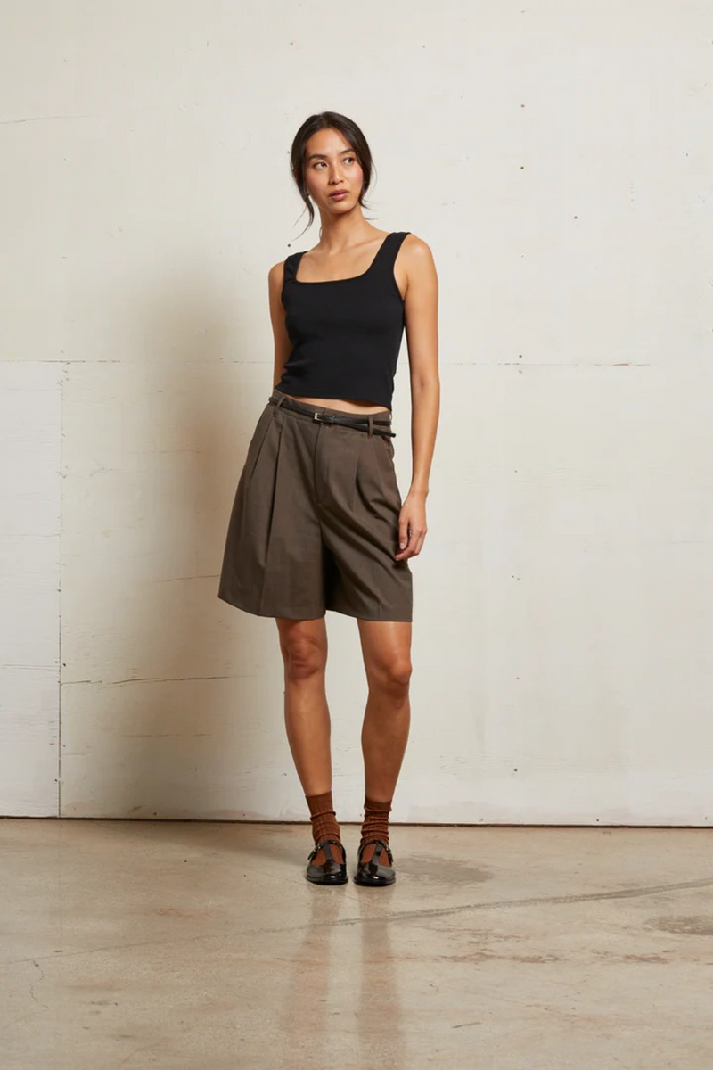 Gray Kaitlyn Lux Rib Binded Tank Tank