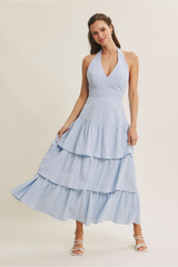 Light Gray Endless Ruffle Tiered Maxi Dress Maxi Dress