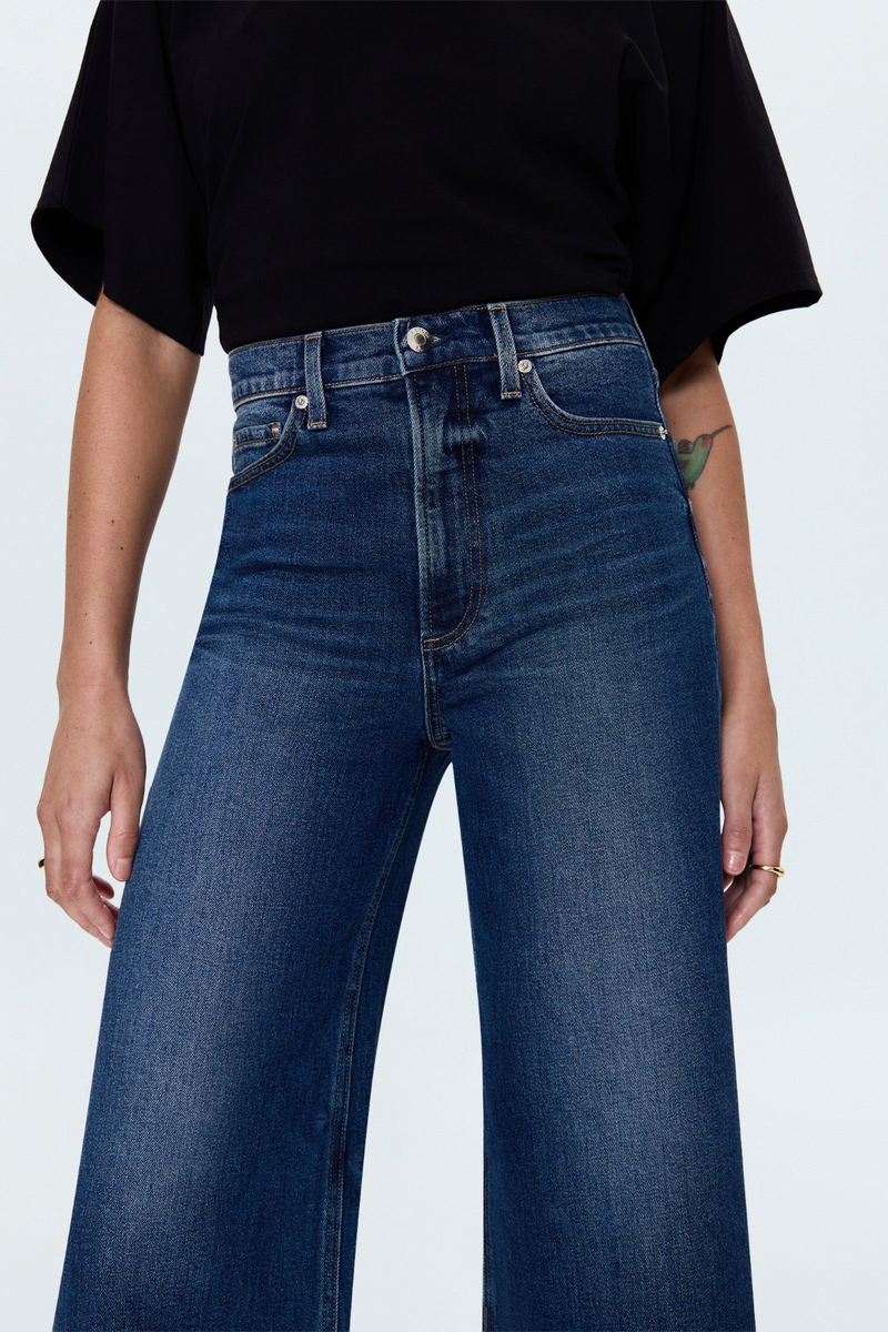 Light Gray Lana Crop High Rise Ultra Wide Leg Jean | Broadway Jeans