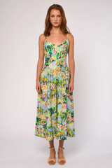 Light Gray Tilda Maxi Dress in Giverny Garden Print Maxi Dress
