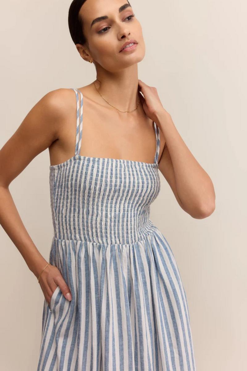 Gray Nadine Striped Midi Dress Midi Dress