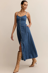Gray Angel Eyes Denim Midi Dress Midi Dress