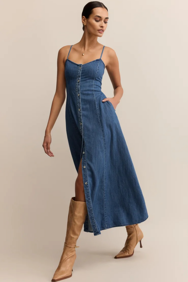 Gray Angel Eyes Denim Midi Dress Midi Dress