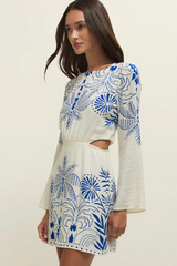 Antique White Tahina Airy Palm Mini Dress Mini Dress