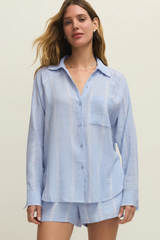 Antique White The Perfect Linen Stripe Top Shirts & Tops