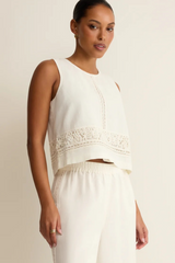 Antique White The Sloane Embroidered Top Top