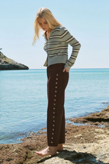 Light Steel Blue Medina Cozy Stripe Cardigan Cardigan