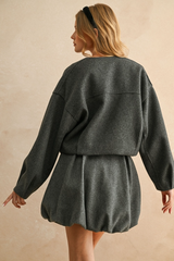 Dark Slate Gray Georgette Balloon Mini Skirt Mini Skirt