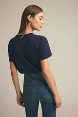 Gray Favorite Sister Cropped Collegiate Tee | Navy T Shirt