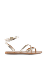 White Smoke Happy Go Lucky Sandal | Metallic Gold Sandal
