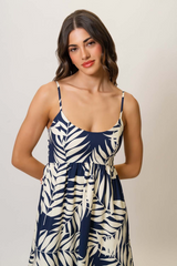 Light Gray Shivon Dress in Navy/Ivory Paradise Foliage Maxi Dress